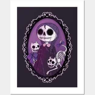 Spooky Portrait Cat Skeletons Posters and Art